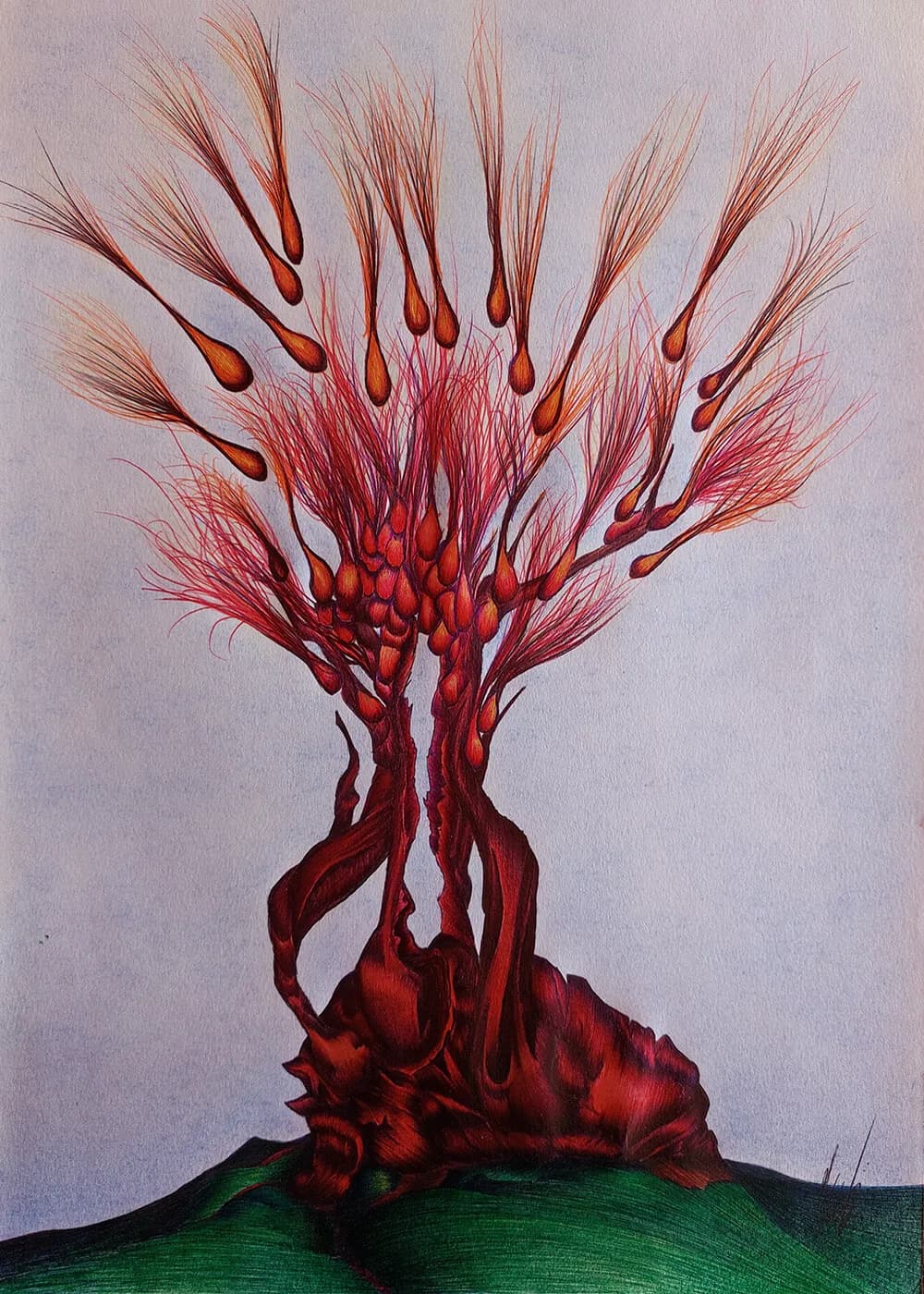 Brote (2024) — obra original en bolígrafo · lápices de colores sobre papel A4, Manuel García