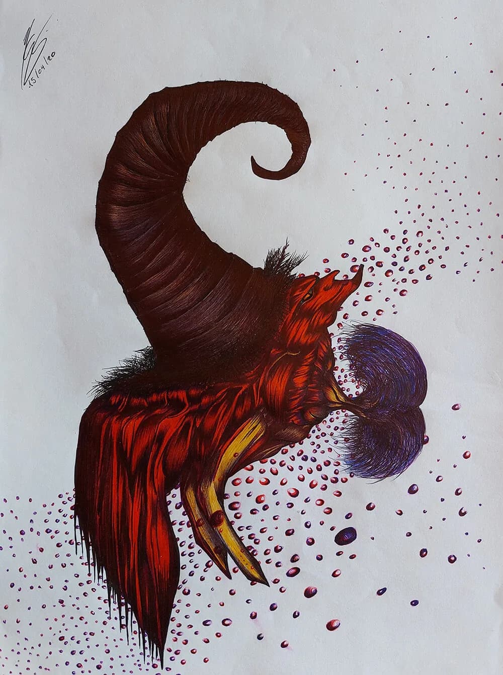 Muda (2024) — obra original en bolígrafo sobre papel A4, Manuel García