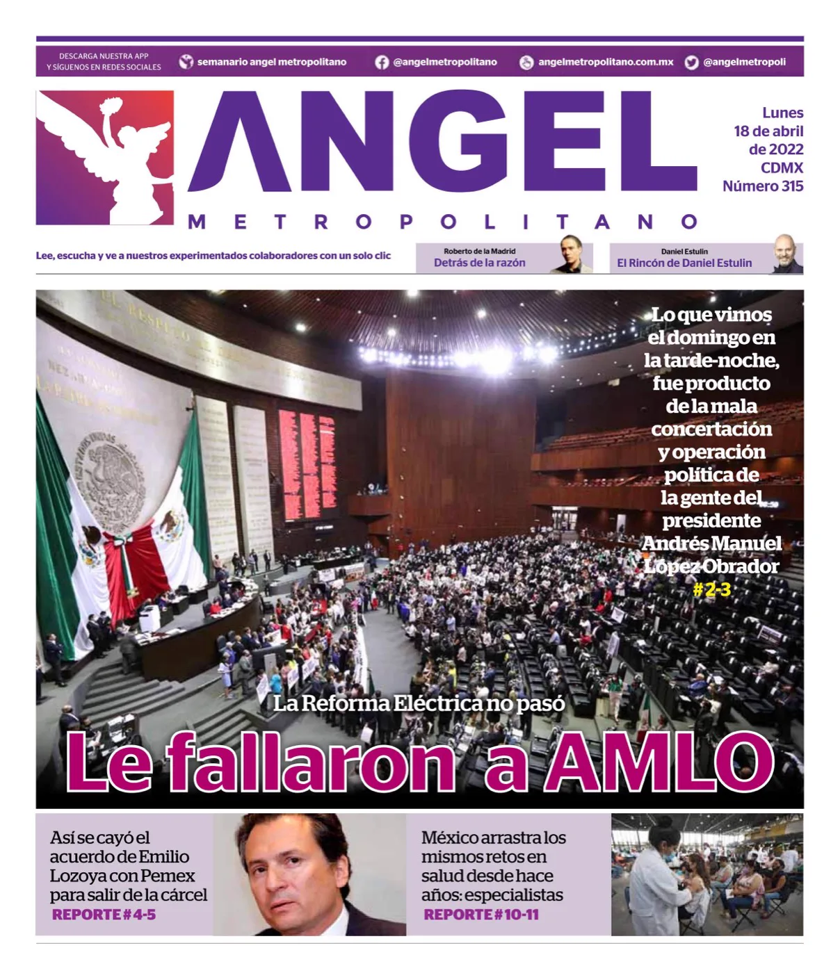 Portada de la edición Nº 315 de Ángel Metropolitano