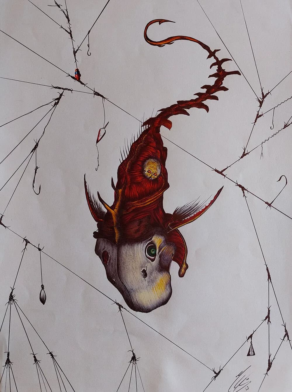 Unión (2024) — obra original en bolígrafo · lápices de colores sobre papel A4, Manuel García